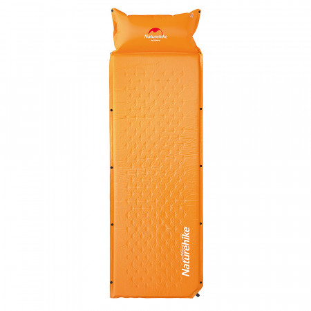 Широкий надувной коврик с подушкой Nature Hike 185х60х2,5см, вес 1кг, оранж