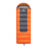 Спальный мешок с капюшоном Nature Hike F400 (200cm+30cm)*90cm, вес 2,3кг, 0-8℃ оранж