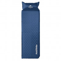 Широкий надувной коврик с подушкой Nature Hike ULTRALIGH TPU 185х60х2,5см, вес 1кг, синий