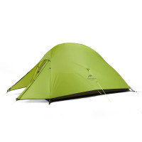 Двухслойная, сверхлегкая, 2-х местная палатка с алюминиевыми дугами и силиконовым тентом, зеленая.